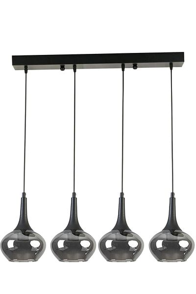 Modavize Nero Modern Design 4-Piece Chandelier Set - Black Smoke Glass, for Kitchen and Bedroom