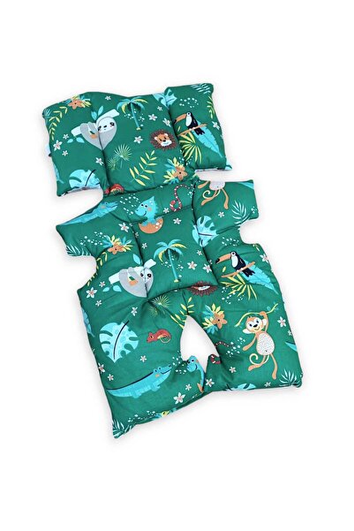 Bebek Özel 100% Cotton Baby Stroller And Baby Carrier Cushion Green Forest