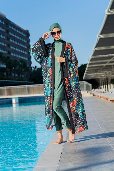 Ruko Maio Rukomayo Black Patterned Stretchy Chiffon Fabric Kimono