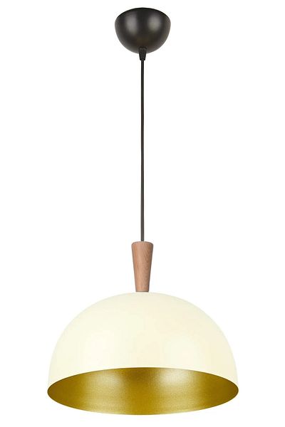 Modavize Neo Modern Design Wooden Detailed Metal Cafe - Kitchen Cream Color Single Chandelier (28 cm)