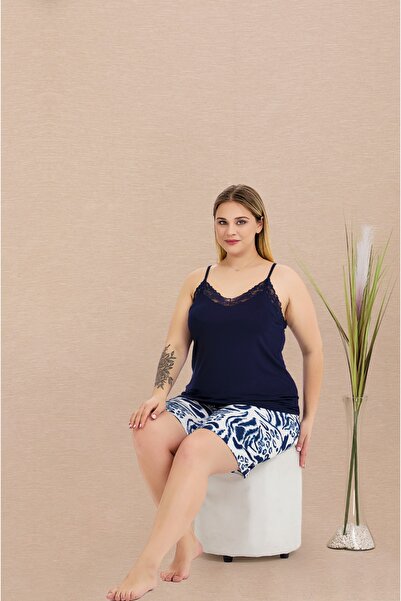 Lady Lingerie Піжама для жінок з шортами та бретельками, великий розмір