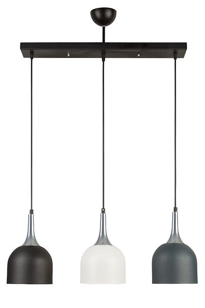 Modavize Reina Modern Design - White and Anthracite Black 3-Piece Chandelier Set with Silver Detail