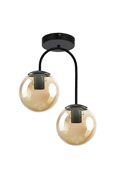 Modavize Janin Modern Living Room - Black Plafonier Glass 2-Piece Chandelier - Kitchen and Bedroom