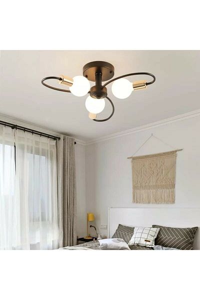 Modavize Mars Salon 3-Piece Gold-Black Chandelier - Light Bulb and Light Bulb-Free Options