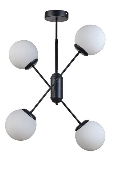 Modavize Fiona Modern Design - 4-Piece White and Black Glass Chandelier Set