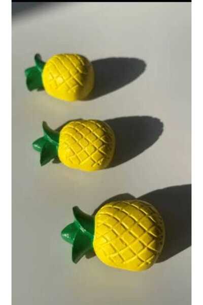 ALMİSH Mini Ananas Şeklinde El Yapımı Magnet Buzdolabı Süsü Mutfak Dekoru Buz...
