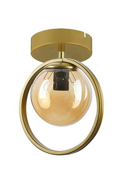Modavize Peri Metal Living Room - Ring Gold Honey Glass Single Chandelier - Kitchen and Bedroom