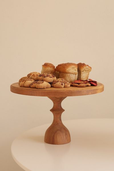 kitchen trend Justwood Mummy 29 Cm Wooden Leg Round Cake Presentation Serving Plate