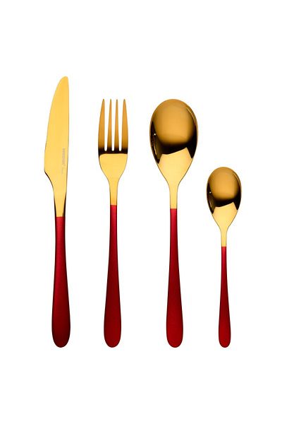 Bergner Stainless steel cutlery set 16 pieces Lisboa red
