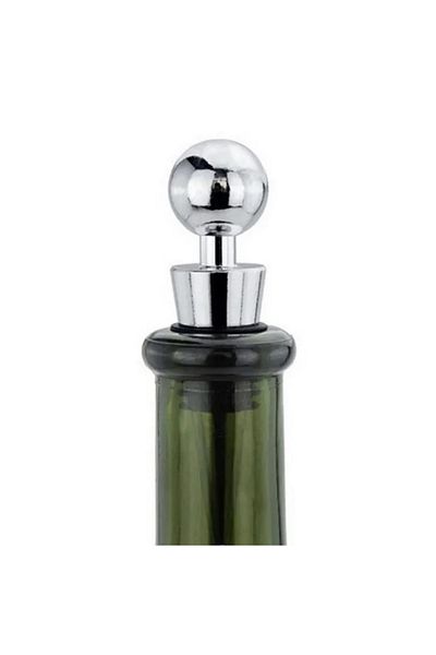 OEM Wine and alcohol bottle stopper, 9 cm, plastic and rubber, silver/black
