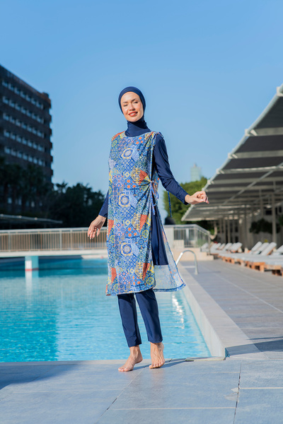 Ruko Maio RUKOMAYO ETNİK DESENLİ YAN BAĞLAMALI ESNEK ŞİFON KUMAŞ PAREO