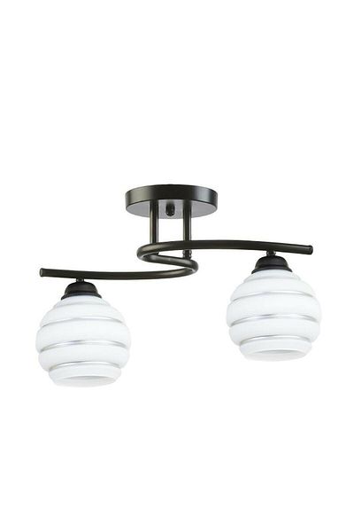 Modavize Fuji Living Room - 2-Piece Black Chandelier - Silver Detailed and Glass Plophonier Bedroom