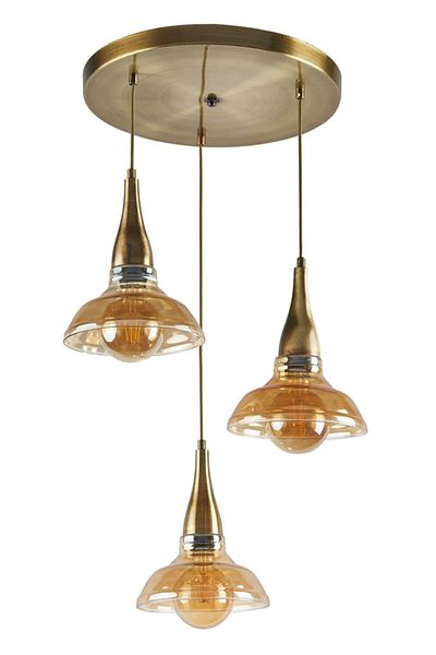 Modavize Poyraz Retro Rustic 3-Piece Glass Pendant Chandelier - Kitchen and Bedroom Antique