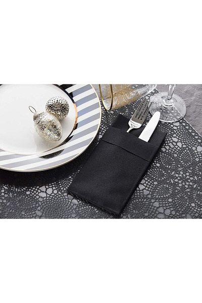 Atölye Mi 40x40 1/8 Black Napkin with Pockets - Pack of 50