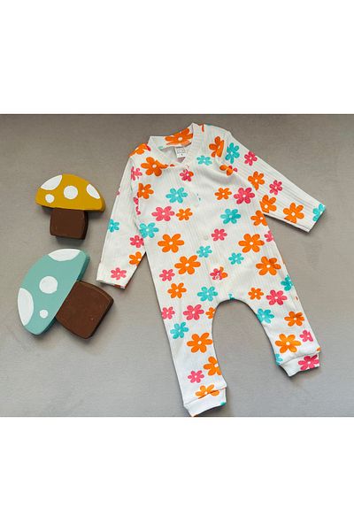 SANTRALBEBE Baby Girl Floral Front Snap Jumpsuit
