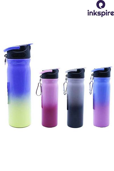 inkspire Quality Stainless Steel Color Transition Flask 500 ml Water Leak Proof Steel Water Bottle with Straw Does Not Create Odor