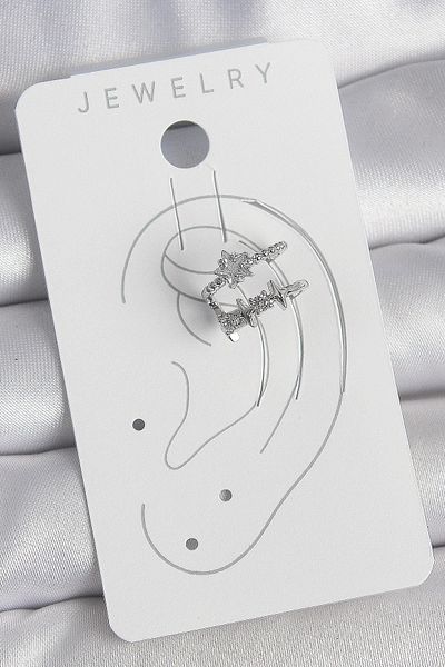 Clariss Brass Silver Color Zircon Stone Star Model Women's Cartilage Earrings