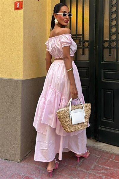 Genel Markalar eyesof Büzgülü Crop Kat Detaylı Fırfır Etekli Takım 10196