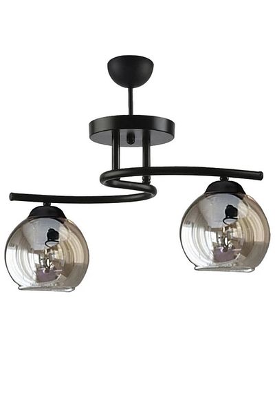 Modavize Fuji Modern Black Smoked Glass 2-Piece Chandelier - Living Room and Bedroom Decorative Set