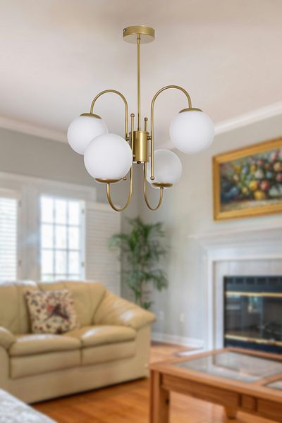 Modavize Dream Modern Design - Living Room Dining Room White Glass Pendant Lamp 4-Piece Chandelier Kitchen Antique