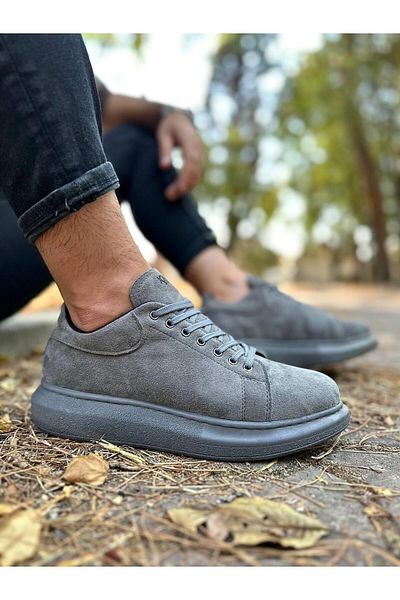Byshoes Knack High Sole Casual Shoes 044 Gray (Suede)
