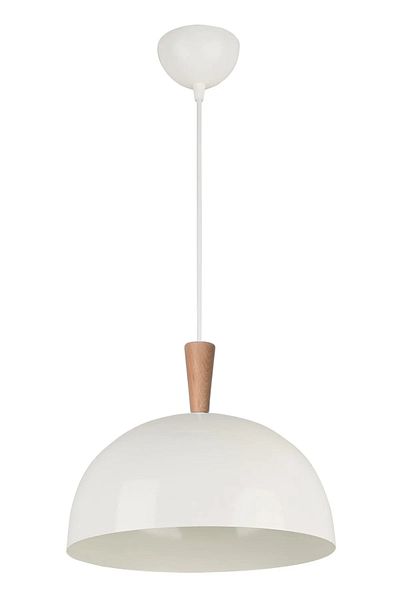 Modavize Neo Modern Design Wooden Detailed Metal Cafe - Kitchen White Color Single Chandelier (28 cm)