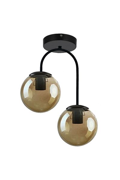 Modavize Janin Modern Living Room - Black Smoke Glass 2-Piece Chandelier - Kitchen and Bedroom Plafonier
