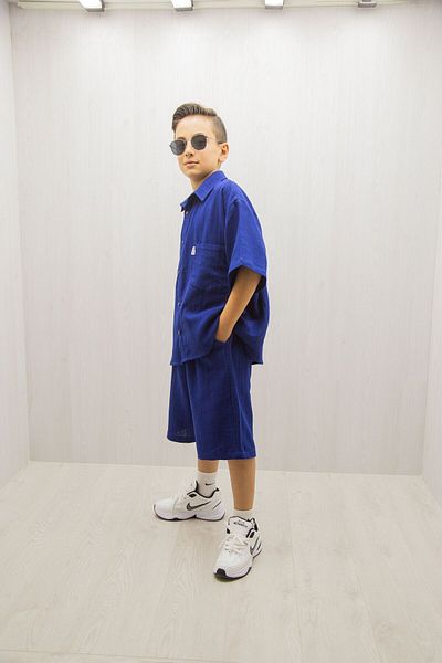 HN HNT TEKSTİL 100% Cotton Muslin Summer Set for Boy - Shirt and Shorts Set