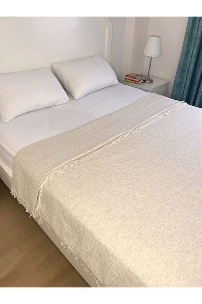 Mujo Home Collection نسيج بايك طبيعي 100%، مضاد للبكتيريا، 4 مواسم، غطاء للسرير والأريكة