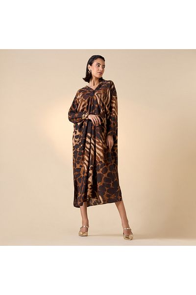 FAV Animal Print Kaftan Dress with Side Slit