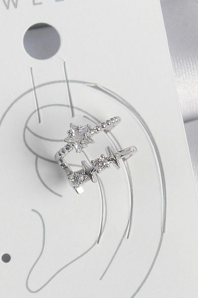 Clariss Brass Silver Color Zircon Stone Star Model Women's Cartilage Earrings