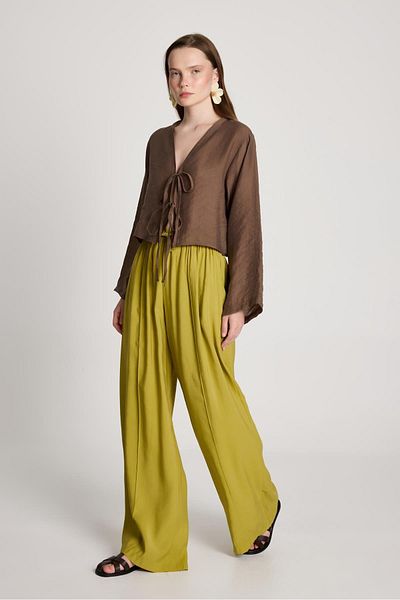 minaaise Γυναικεία Μπλούζα με Καφέ Modal Fabric μπροστά 29163