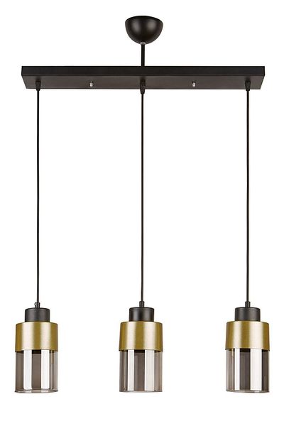 Modavize Modern Black Gold Smoked Glass 3-Piece Chandelier - Mono Special Design - Kitchen Living Room Cafe