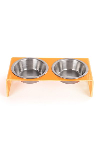 GOBYPET 2 Pack Orange Plexi Decorative Cat and Dog Ceramic Food & Water Bowl Mat Gift