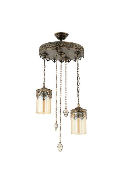 Modavize Hürrem Authentic Rustic Living Room - 2-Piece Antique Pendant Lamp Chandelier - Kitchen and Bedroom