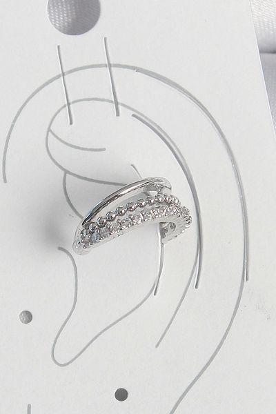 Store Brass Silver Color Zircon Stone 3 Row Women's Cartilage Earrings