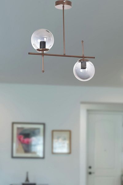 Modavize Feris Modern Design - Brown Smoked Glass 2-Piece Chandelier Living Room Kitchen Bedroom