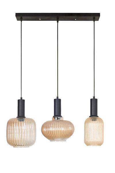 Modavize Taksim Modern Design Cafe - Kitchen - Living Room - Living Room Colorful Glass 3-Piece Chandelier