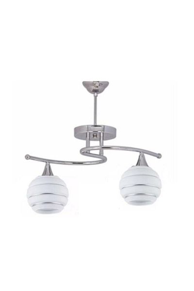Modavize Modern Living Room - Chrome White Silver Glass Double Chandelier - Bedroom Kitchen