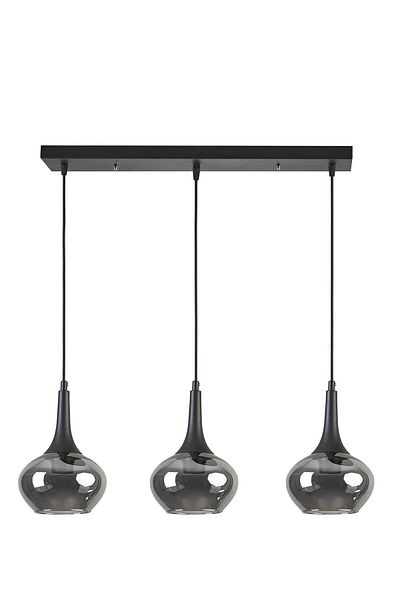 Modavize Nero Modern Design - Smoked Glass 3-Piece Chandelier Set, For Cafe, Kitchen and Living Room