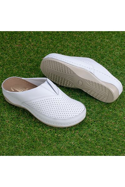 NO BRAND Medical leather clogs for women 'Tellus' 25-06, White