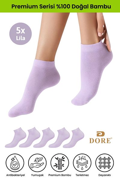 Dore Original Women's 5 Pairs Bamboo Ultra Comfort Anti-Sweat Sports Shoes Sneaker Premium Booties Socks