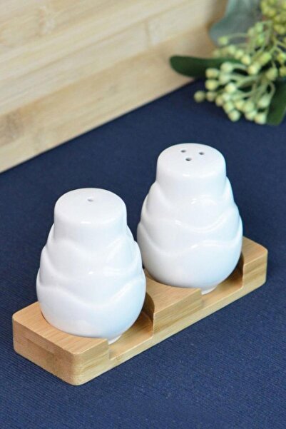 Paçi Grace 2'li Bambu Standlı Porselen Tuzluk Seti