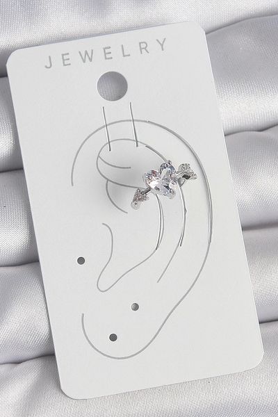 Toptan Bulurum Brass Silver Color Zircon Stone Star Model Women's Cartilage Earrings