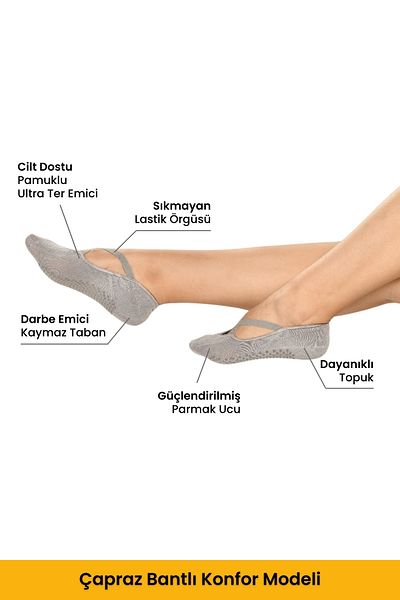 Dore Original Women's 2 Pairs Anti-Slip Sole Pilates Yoga Dance Ballet Plates Anti-Slip Socks - Standard Size