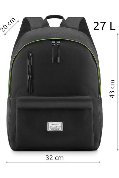 zagatto ® Unisex Urban Backpack, Black, 27l, A4, School/sports, 43x32x20 Cm, Zg812