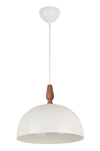Modavize Neo Modern Design Wooden Detailed Metal Cafe - Kitchen White Color Single Chandelier (28 cm)