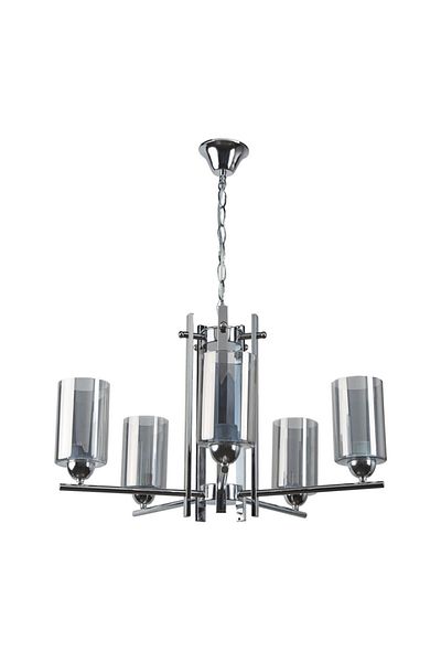 Modavize Modern Chrome Smoked Glass Living Room - Kitchen - Bedroom Five-Piece Chandelier