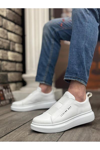 Byshoes BA0307 BOA Thick High Sole Double Tape White Men's Shoes