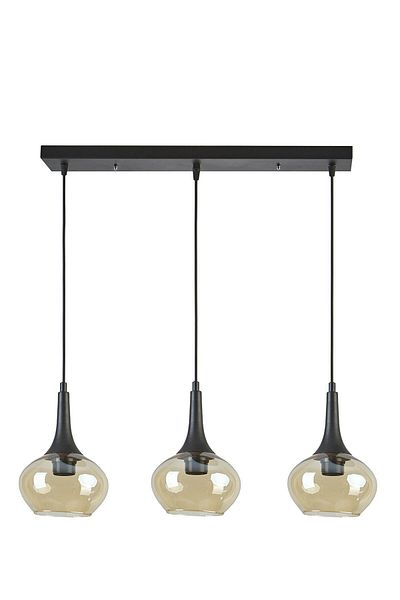 Modavize Nero Modern Design - 3-Piece Chandelier Set for Cafe, Kitchen, Living Room, Honey Glass and Row